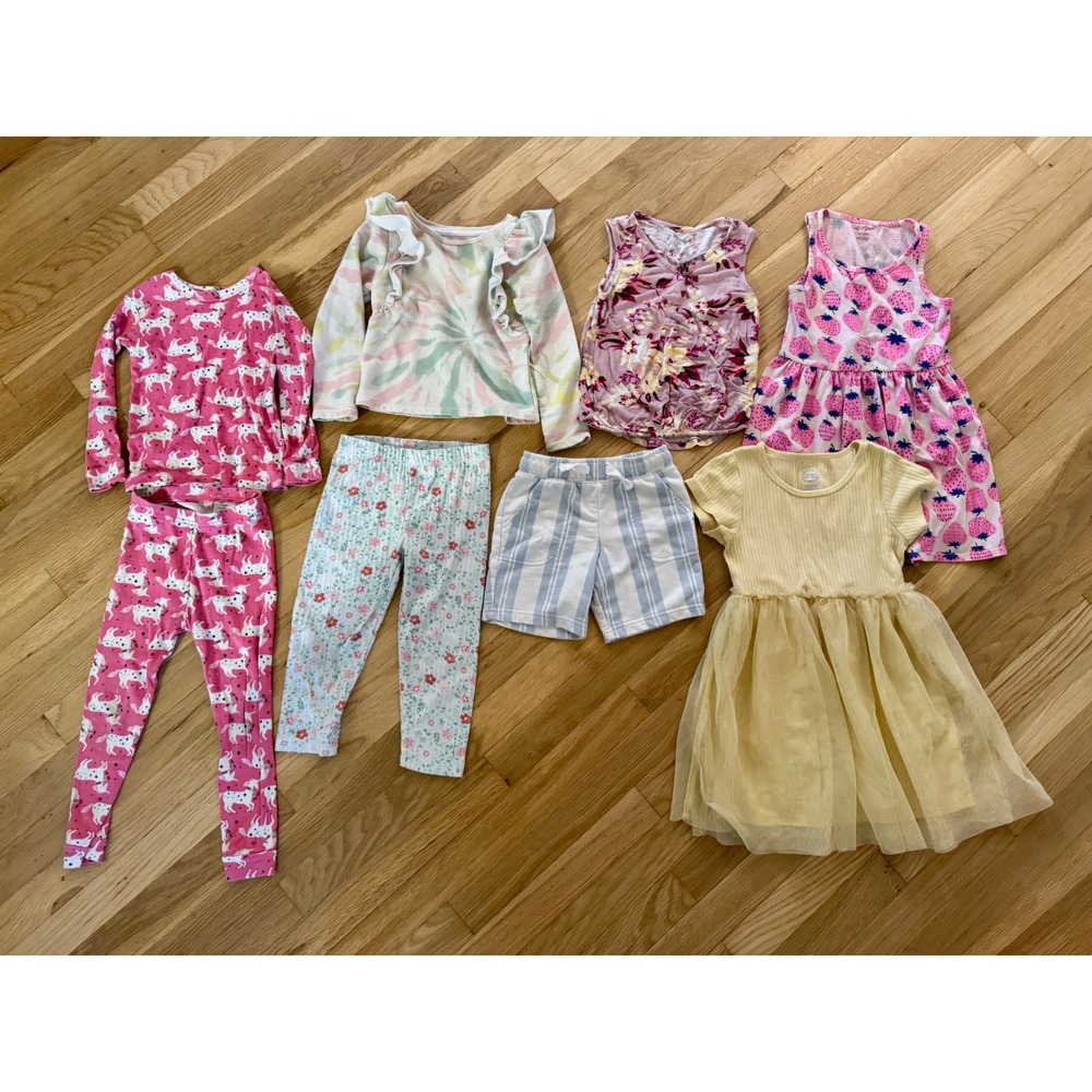 Girls 4T Clothing Bundle 8pc Lot Cat & Jack Wonder Nation Dresses Pajamas Shorts